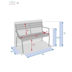Banc de jardin GREENSBORO Argile