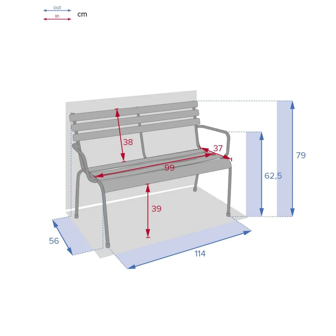Banc de jardin GREENSBORO Graphite