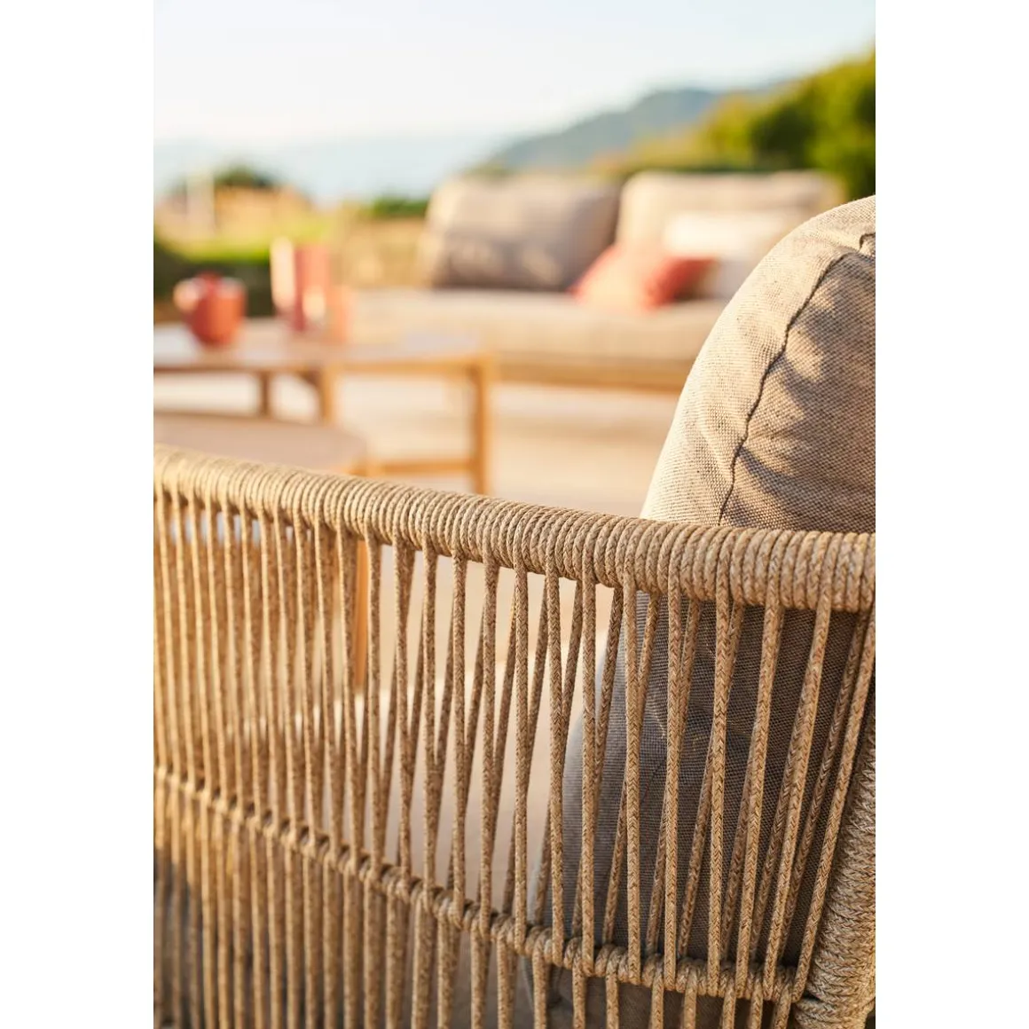 Canapé de jardin DEONA Taupe & Acacia