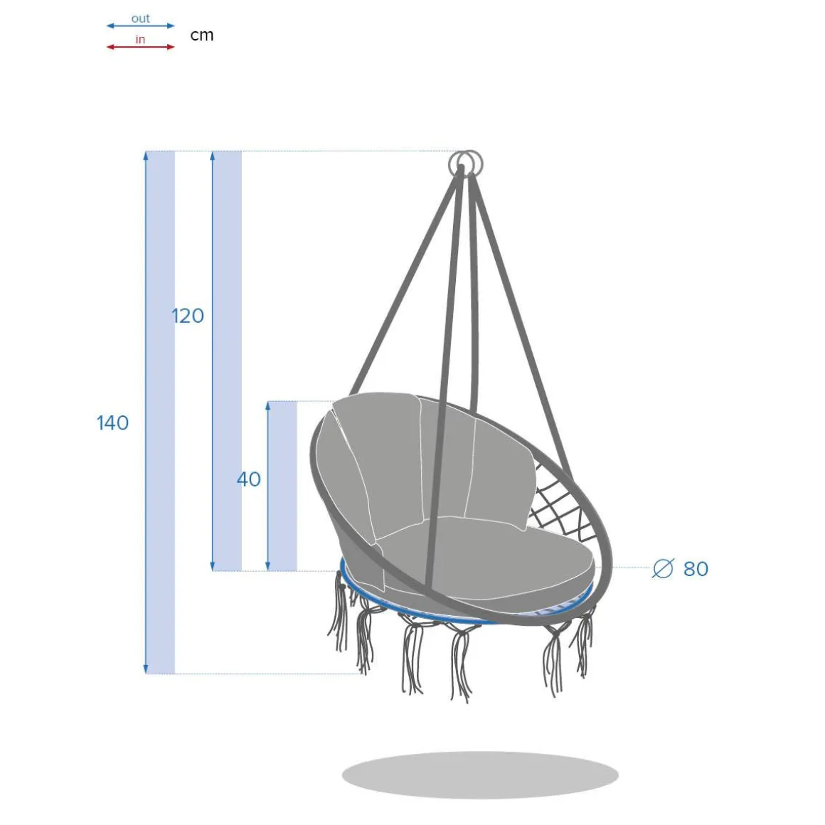 Chaise de détente suspendue CORDESSA Noisette