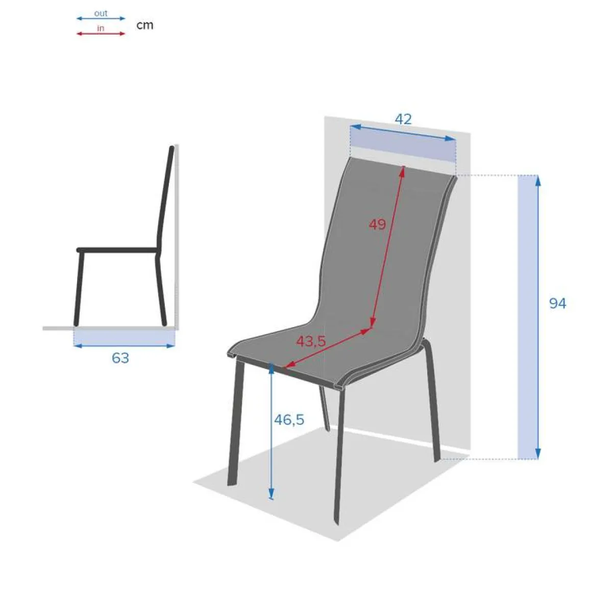 Chaise de jardin empilable AXANT Bleu canard & Graphite