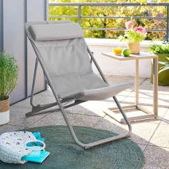 Chilienne de jardin empilable pliable MIRAEL Noisette / Café