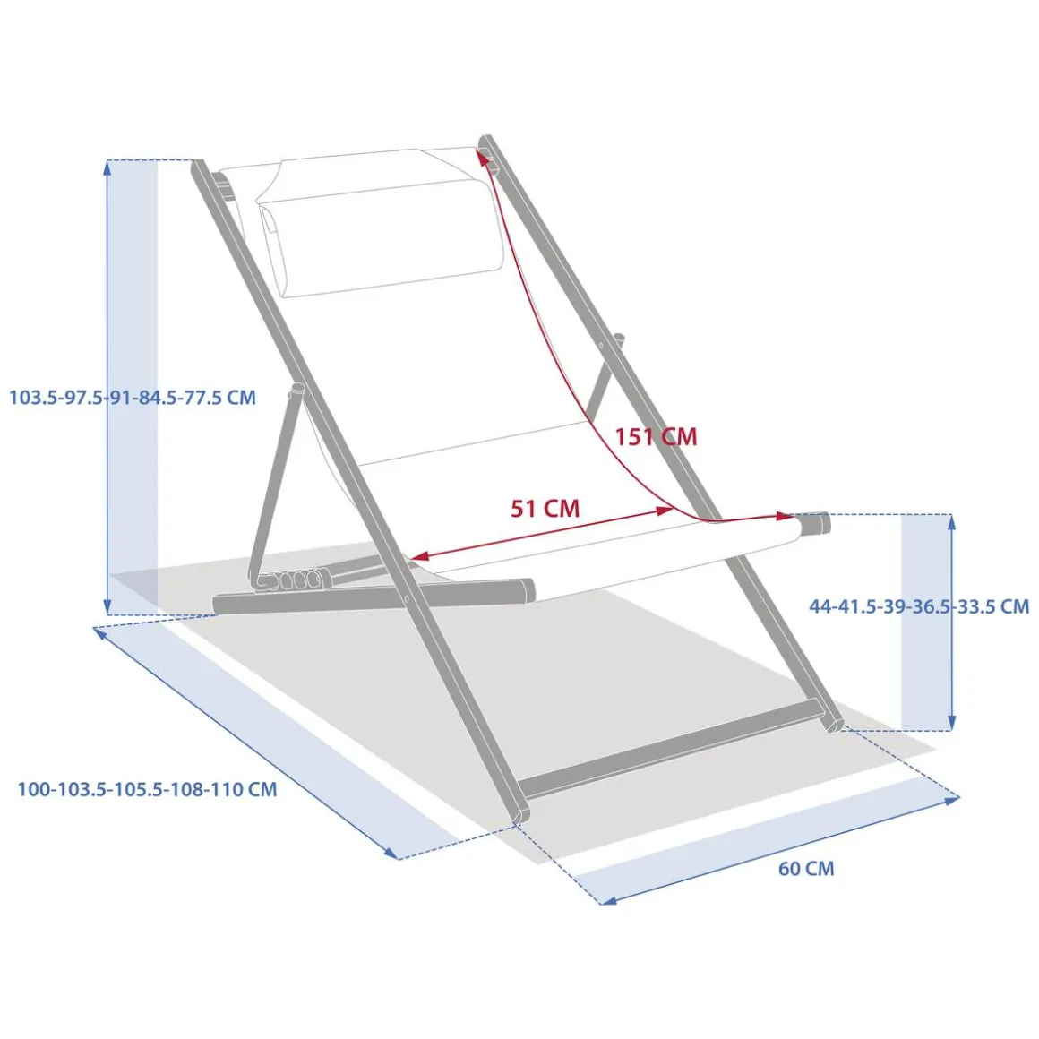 Chilienne de jardin pliable LUNIVIA Café