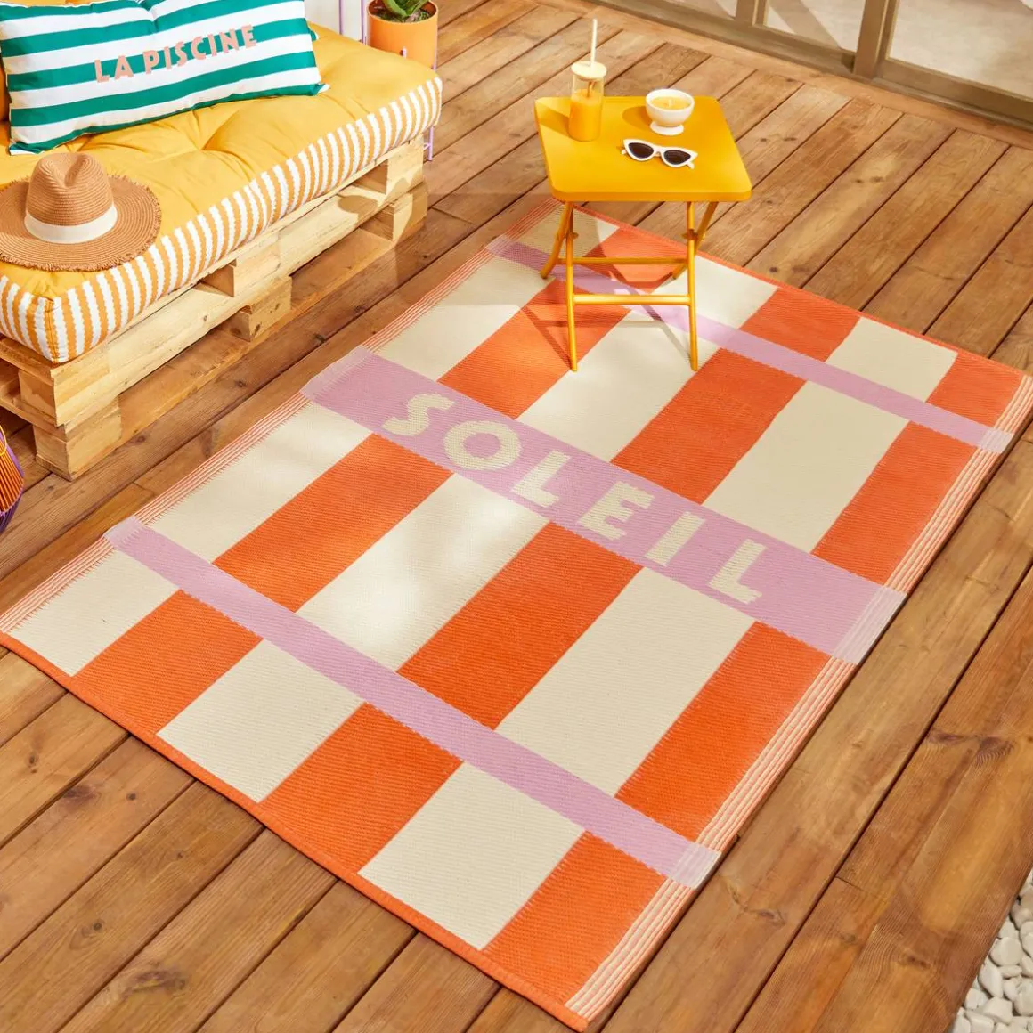 Coussin de sol d'extérieur rectangulaire POOLSIDE Jaune