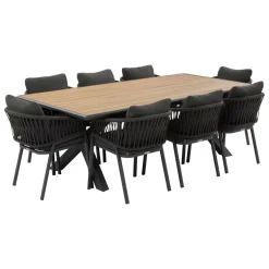Ensemble table de jardin AXIOME + 8 fauteuils ORIENGO Graphite