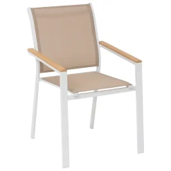 Ensemble table de jardin AXIOME + 8 fauteuils empilables ESSENTIA Blanc