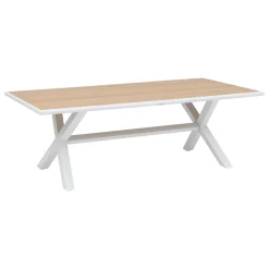 Ensemble table de jardin AXIOME + 8 fauteuils empilables ESSENTIA Blanc