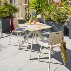 Ensemble table de jardin carrée + 2 chaises TERZANO Argile