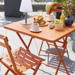 Ensemble table de jardin + 2 chaises GREENSBORO Roland-Garros Terre Battue