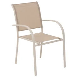 Ensemble table de jardin extensible + 12 fauteuils empilables PIAZZA Argile