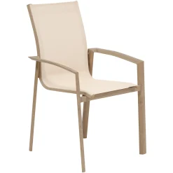Ensemble table de jardin extensible AXIOME + 12 fauteuils AXANT Argile
