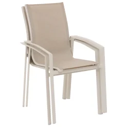 Ensemble table de jardin extensible AXIOME + 12 fauteuils AXANT Argile