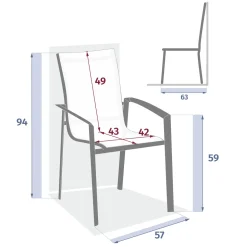 Ensemble table de jardin extensible AXIOME + 12 fauteuils AXANT Argile