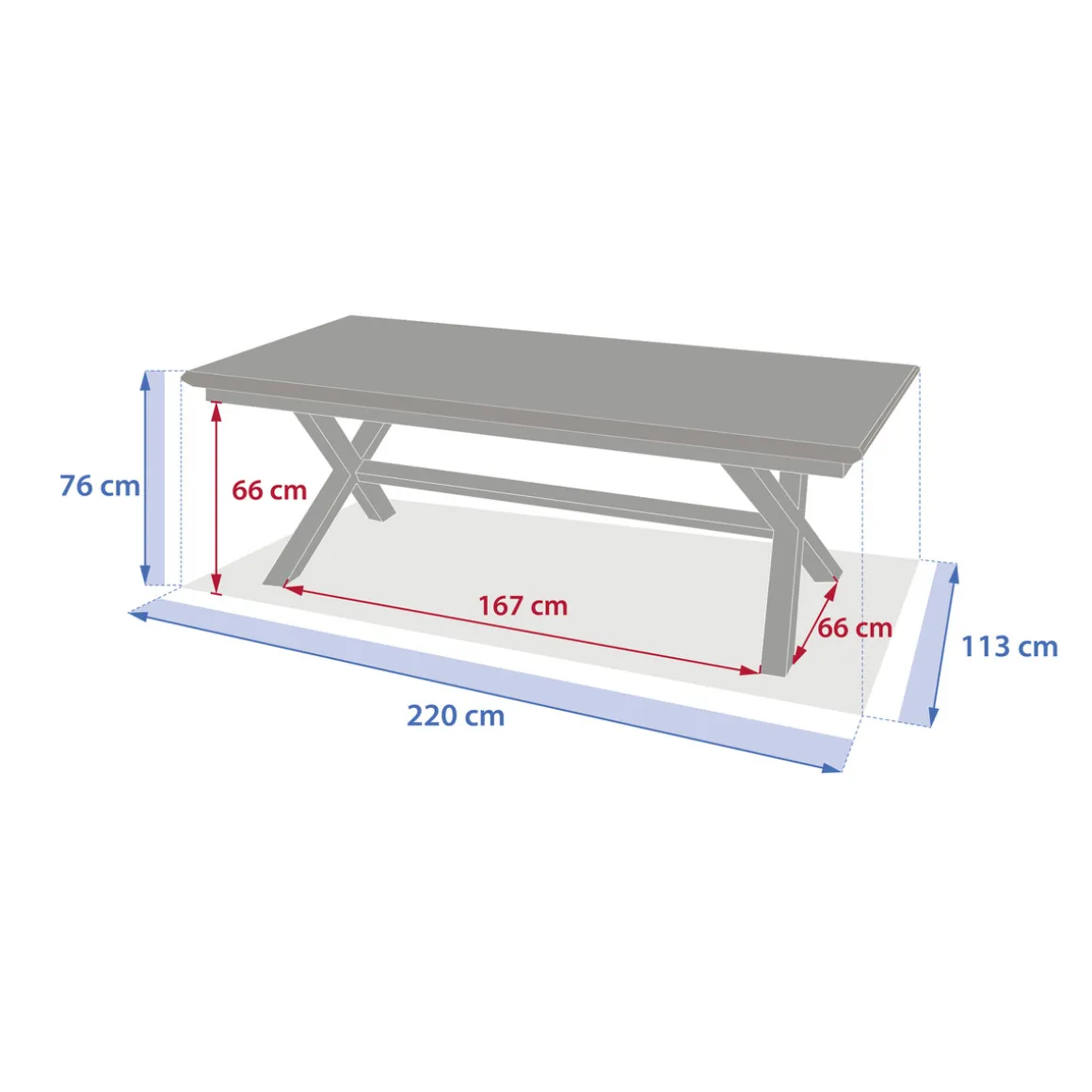 Ensemble table de jardin extensible AXIOME + 12 fauteuils ESSENTIA Argile