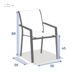 Ensemble table de jardin extensible AXIOME + 12 fauteuils ESSENTIA Argile