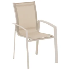 Ensemble table de jardin extensible AXIOME + 12 fauteuils empilables AXANT Lin & Argile