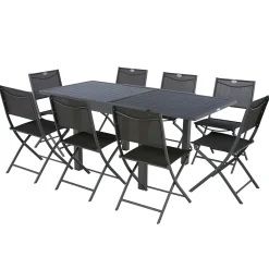 Ensemble table de jardin extensible PIAZZA + 2 lots de 4 chaises MODULA Graphite