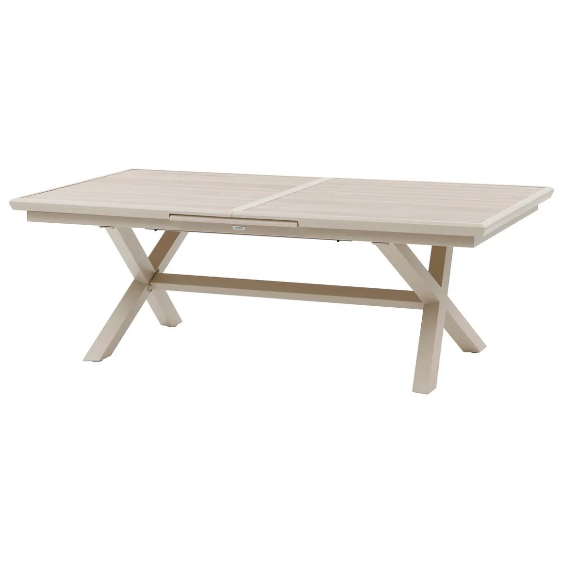 Ensemble table de jardin extensible AXIOME + 10 fauteuils empilables DIESE Argile
