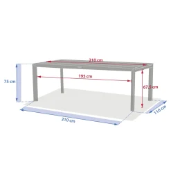 Ensemble table de jardin extensible LUZANE + 12 fauteuils ESSENTIA Argile & Café