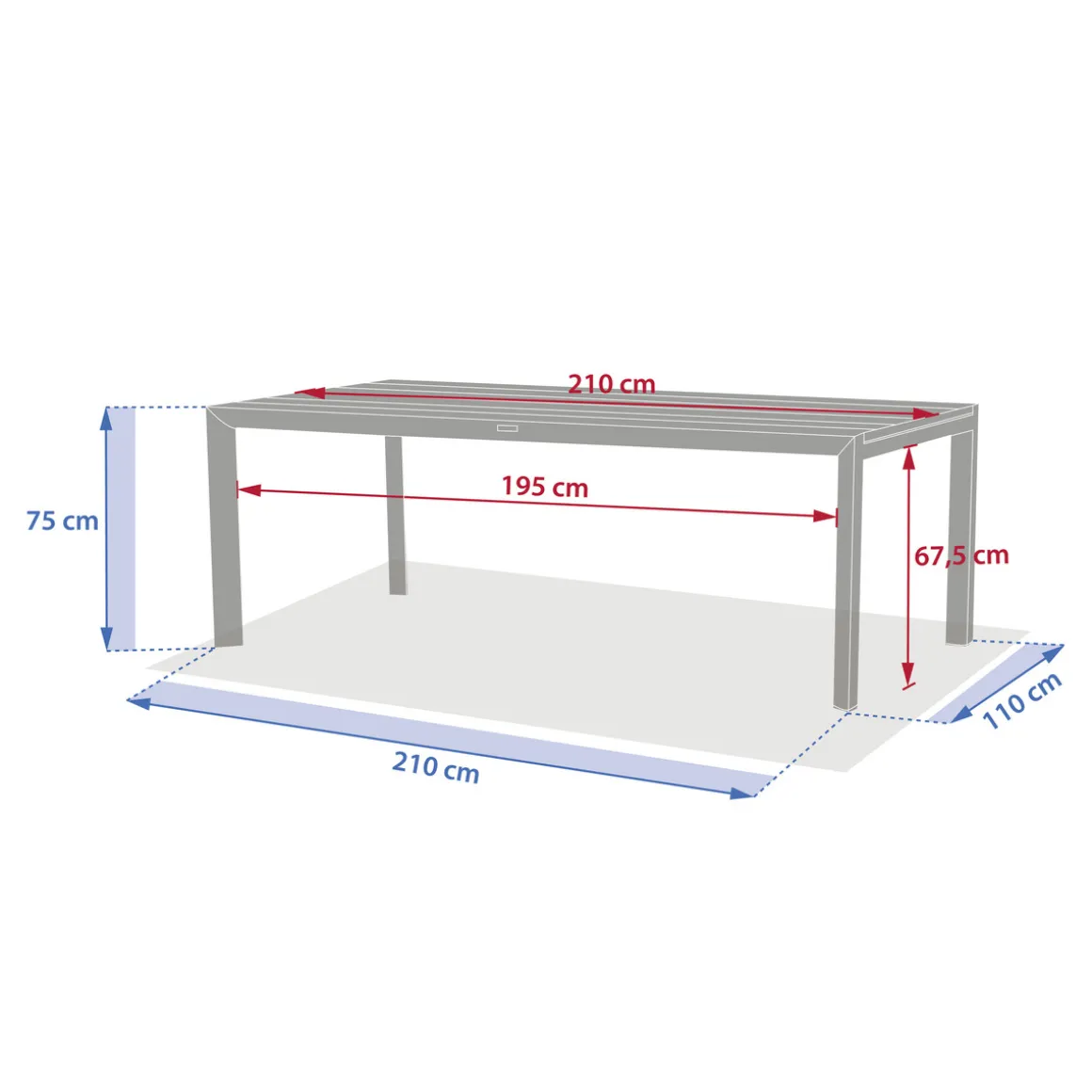 Ensemble table de jardin extensible LUZANE + 12 fauteuils ESSENTIA Argile & Café