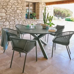 Ensemble table de jardin + 6 fauteuils ORYON Laurier