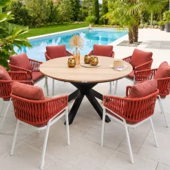 Ensemble table de jardin + 8 fauteuils ORIENGO Acacia / Graphite