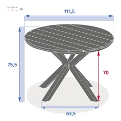 Ensemble table de jardin + 4 fauteuils ORIENGO Acacia / Graphite