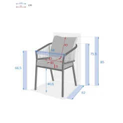 Ensemble table de jardin + 4 fauteuils ORIENGO Acacia / Graphite