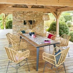 Ensemble table de jardin + 8 fauteuils LAMBADA Graphite