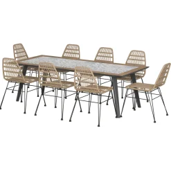 Ensemble table de jardin + 8 fauteuils LAMBADA Graphite
