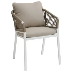 Ensemble table de jardin + 4 fauteuils ORIENGO Acacia / Blanc