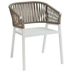 Ensemble table de jardin + 4 fauteuils ORIENGO Acacia / Blanc