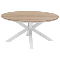 Ensemble table de jardin + 4 fauteuils ORIENGO Acacia / Blanc