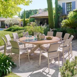 Ensemble table de jardin ORACLION + 12 fauteuils DIESE Argile