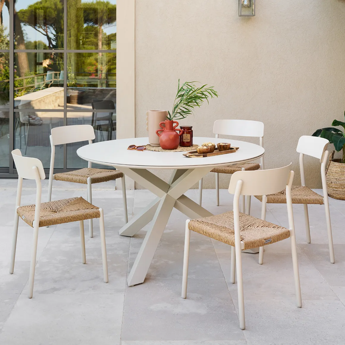 Ensemble table de jardin ORYON + 6 chaises WISTTY Argile