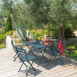 Ensemble table de jardin pliante rectangulaire + 4 chaises GREENSBORO Bleu canard