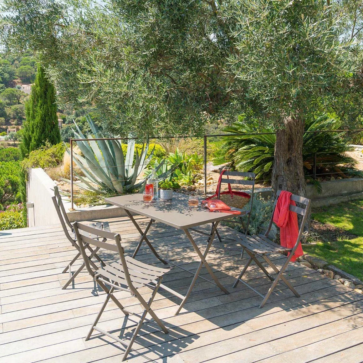 Ensemble table de jardin pliante rectangulaire + 4 chaises GREENSBORO Tonka