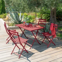 Ensemble table de jardin pliante rectangulaire + 4 chaises GREENSBORO Grenade