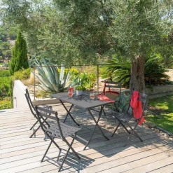 Ensemble table de jardin pliante rectangulaire + 4 chaises GREENSBORO Graphite