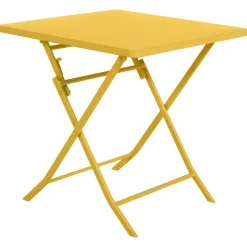 Ensemble table de jardin pliante carrée + 2 chaises GREENSBORO Jaune moutarde