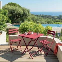 Ensemble table de jardin pliante carrée + 2 chaises GREENSBORO Grenade