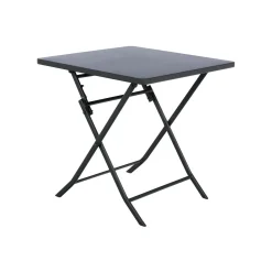 Ensemble table de jardin pliante carrée + 2 chaises GREENSBORO Graphite