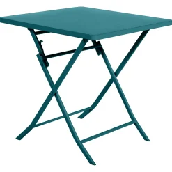Ensemble table de jardin pliante carrée + 2 chaises GREENSBORO Bleu canard