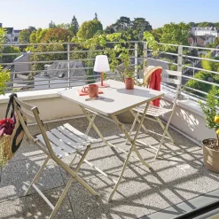 Ensemble table de jardin pliante carrée + 2 chaises GREENSBORO Argile