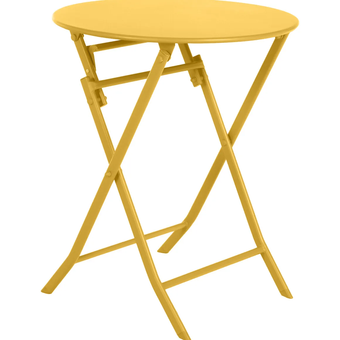 Ensemble table de jardin pliante ronde + 2 chaises GREENSBORO Jaune moutarde