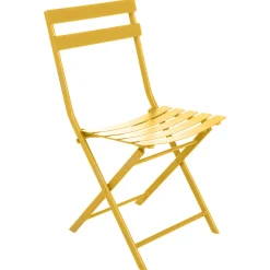 Ensemble table de jardin pliante ronde + 2 chaises GREENSBORO Jaune moutarde