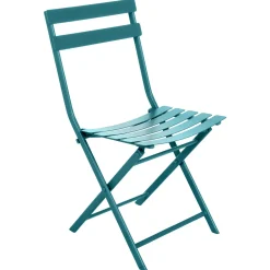 Ensemble table de jardin pliante ronde + 2 chaises GREENSBORO Bleu canard