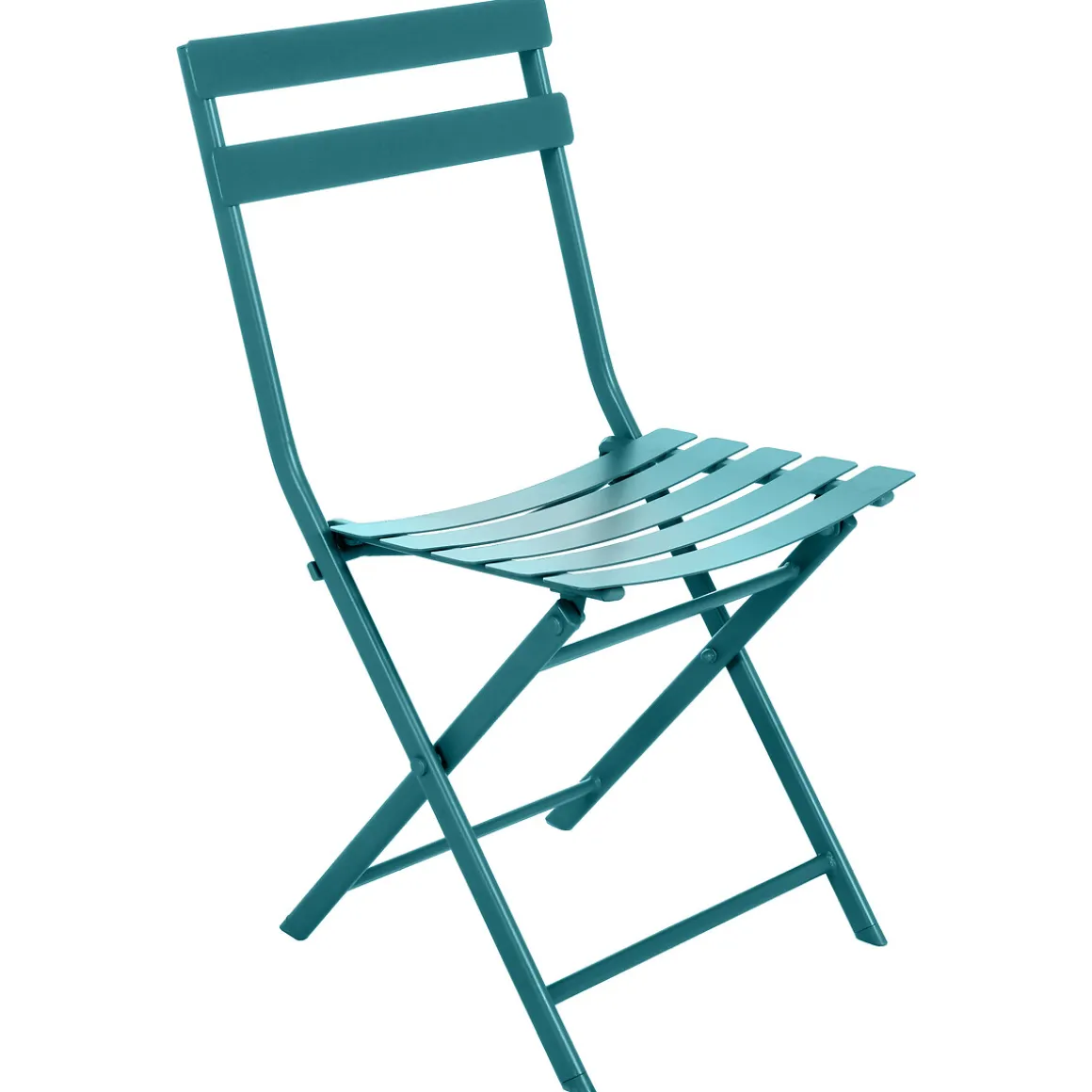 Ensemble table de jardin pliante ronde + 2 chaises GREENSBORO Bleu canard