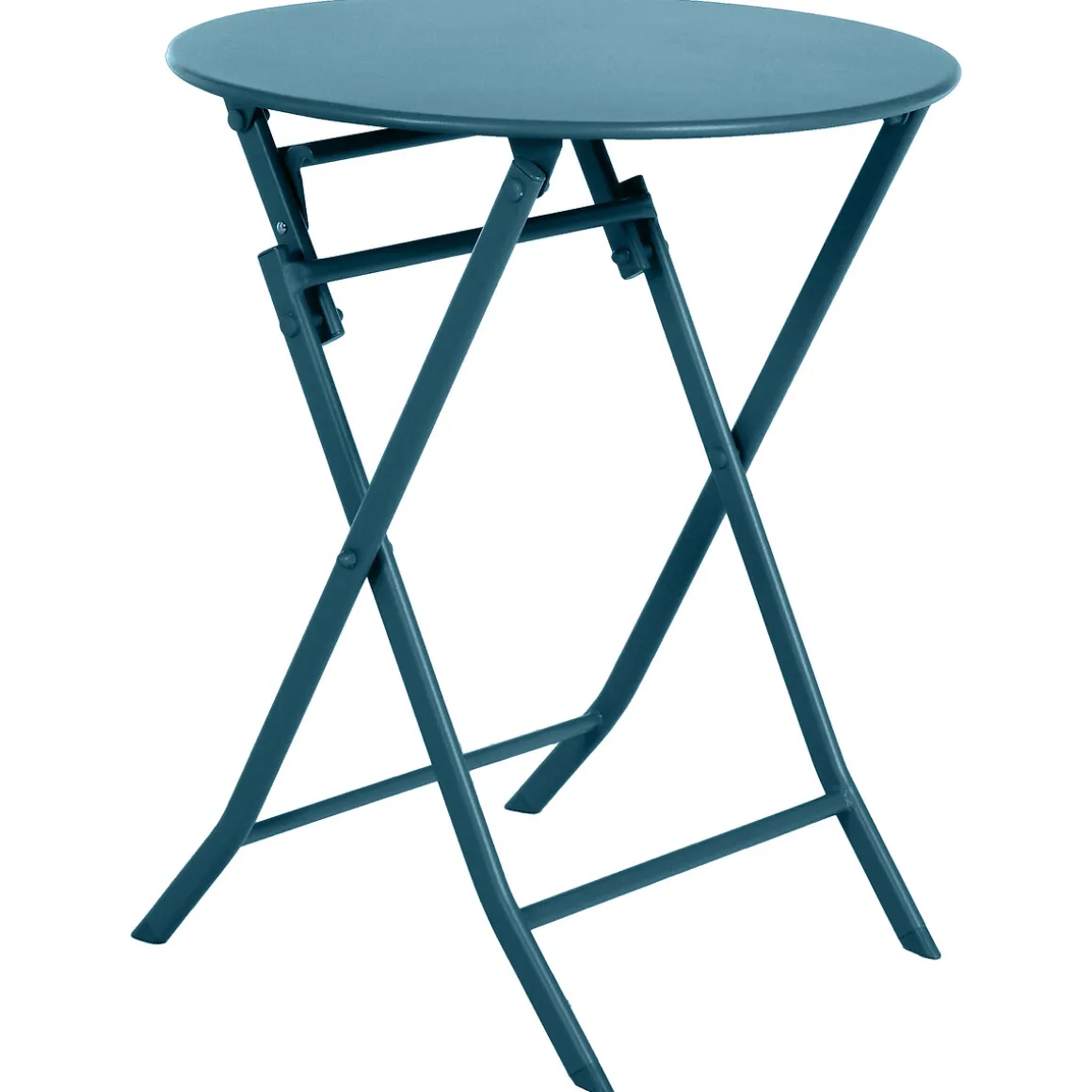 Ensemble table de jardin pliante ronde + 2 chaises GREENSBORO Bleu canard