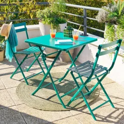 Ensemble table de jardin pliante carrée + 2 chaises GREENSBORO Opale